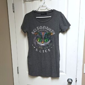 Sky 8 Basic T-shirt Alice in Wonderland Graphic Tee Top Tunic Dress